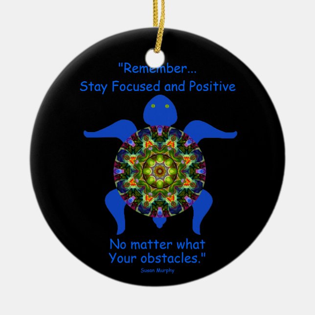 Kaleidoscopic Mandalasköldpadda Ornament.8 Julgransprydnad Keramik (Framsidan)