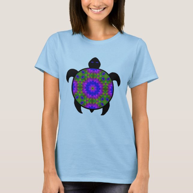 Kaleidoscopic Mandalasköldpaddadesign T Shirt (Framsida)