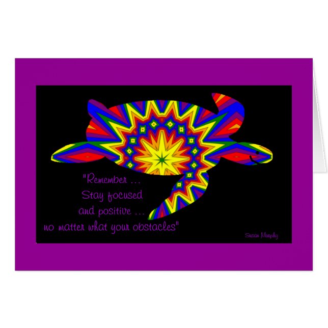 Kaleidoscopic sköldpadda med citationsteckenkort 1 hälsningskort (Framsidan Horizontal)