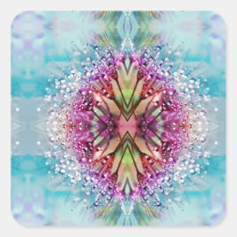 Kaleidoskop: Blommigt av Abstrakt Fyrkantigt Klistermärke