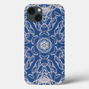 Kaleidoskop Blue med vit Snö Linjer