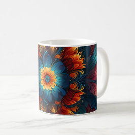Kaleidoskop-brandblomma i blomma kaffemugg