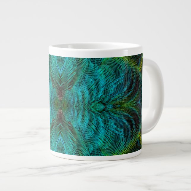 Kaleidoskop Fjäderdesign Jumbo Mugg (Framsida höger)