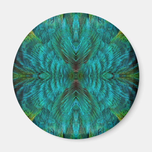 Kaleidoskop Fjäderdesign Magnet (Framsidan)