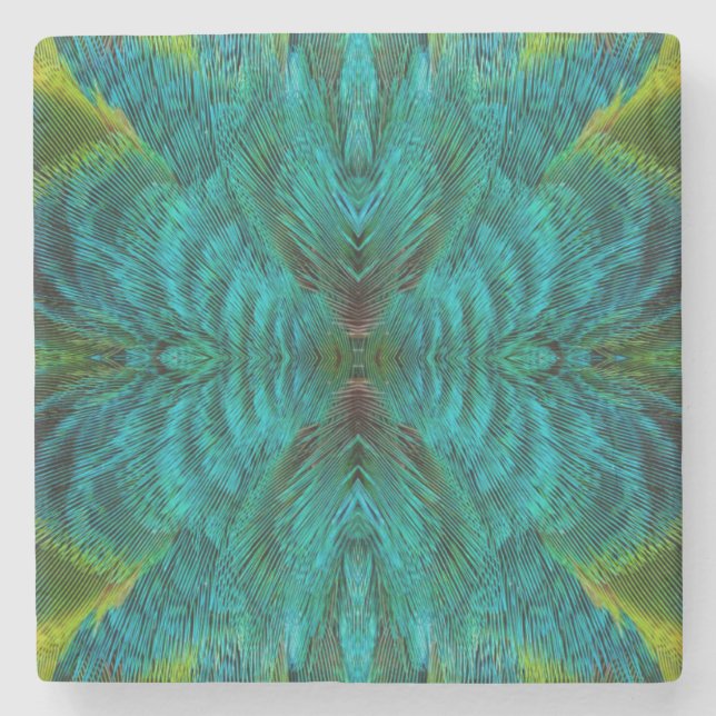Kaleidoskop Fjäderdesign Underlägg Sten (Framsidan)