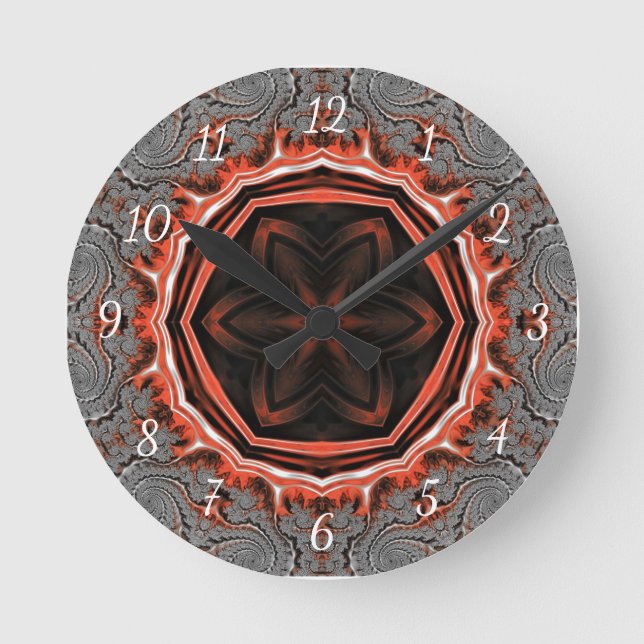 Kaleidoskop Flames Wall Clock Rund Klocka (Framsida)