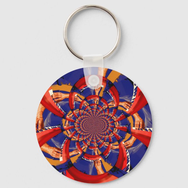 kaleidoskop-hand som spelar röd tangentbord-orange nyckelring (Framsida)