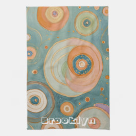 Kaleidoskop Harmony: Swirly Pastel Circles Kökshandduk