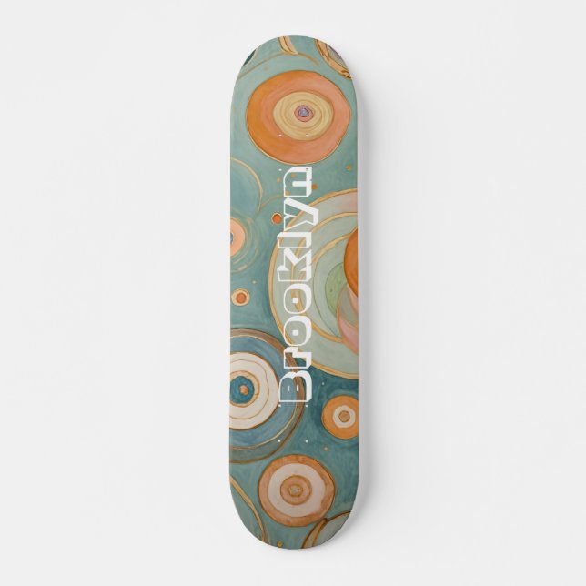 Kaleidoskop Harmony: Swirly Pastel Circles Mini Skateboard Bräda 18,5 Cm (Framsida)