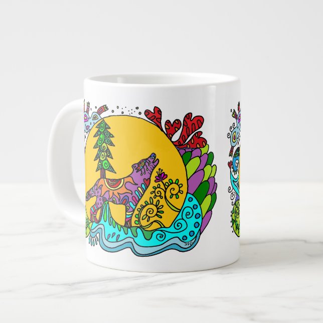 Kaleidoskop Howling Varg -    WhiteMUG Jumbo Mugg (Framsida vänster)