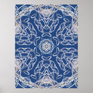 Kaleidoskop, ljusblå, vit, enkelstjärna poster