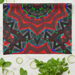 kaleidoskop med cirkulär, grönt och röd övertoning kökshandduk