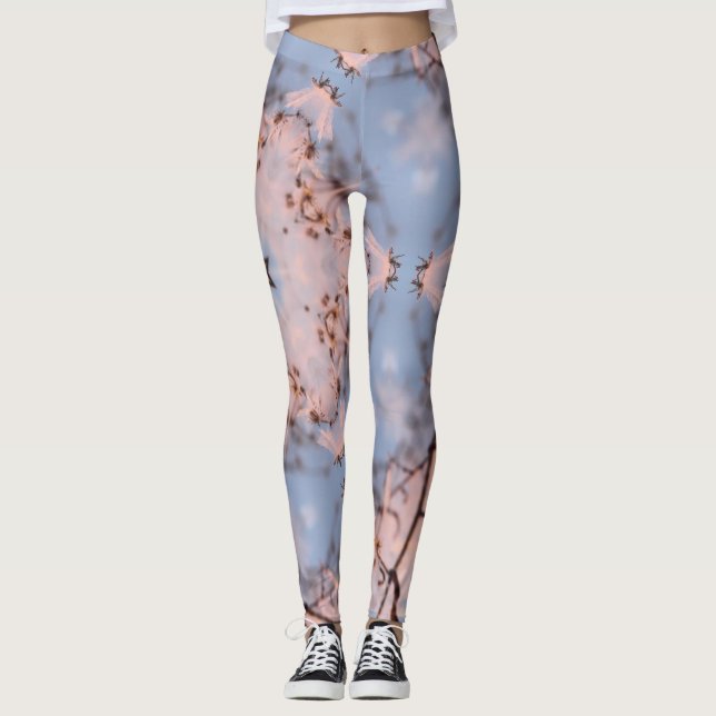 Kaleidoskop morgonblå och frost Rosa Leggings (Framsida)
