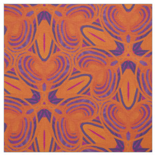 Kaleidoskop orange lila blomma linjer tyg