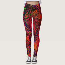 Kaleidoskop Orange Red Black Grönt Rosa Leggings
