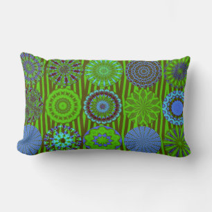 Kaleidoskop-Roligt, blå Grönt Lumbar Pillow Lumbarkudde