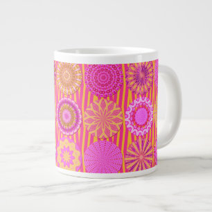 Kaleidoskop Roligt, Rosa-Gult Jumbo Mugg