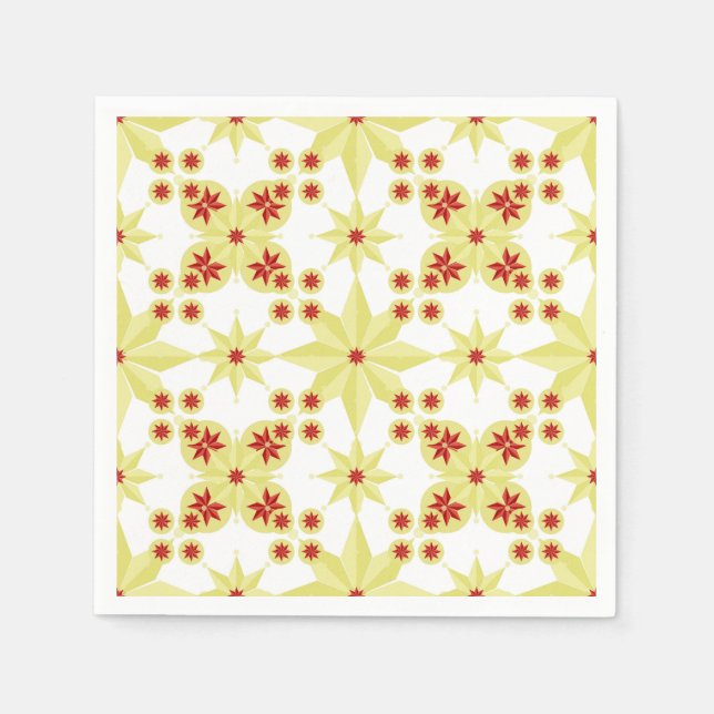 Kaleidoskop starburst red och guld mönster pappersservett (Framsidan)