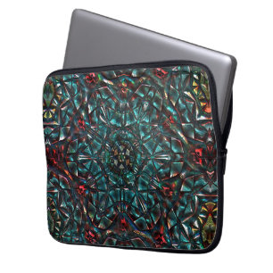 Kaleidoskop stil gammal metall-kromblå grönt till laptop fodral