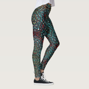 Kaleidoskop stil gammal metall-kromblå grönt till leggings
