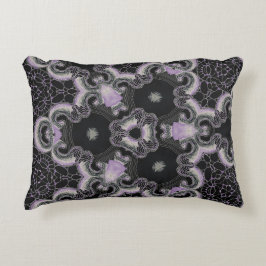 Kaleidoskop, svart- och lavenderdesign prydnadskudde