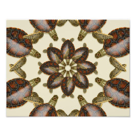 Kaleidoskopisk Grönt Turtle 14 x 11 tum Skriv ut Fototryck