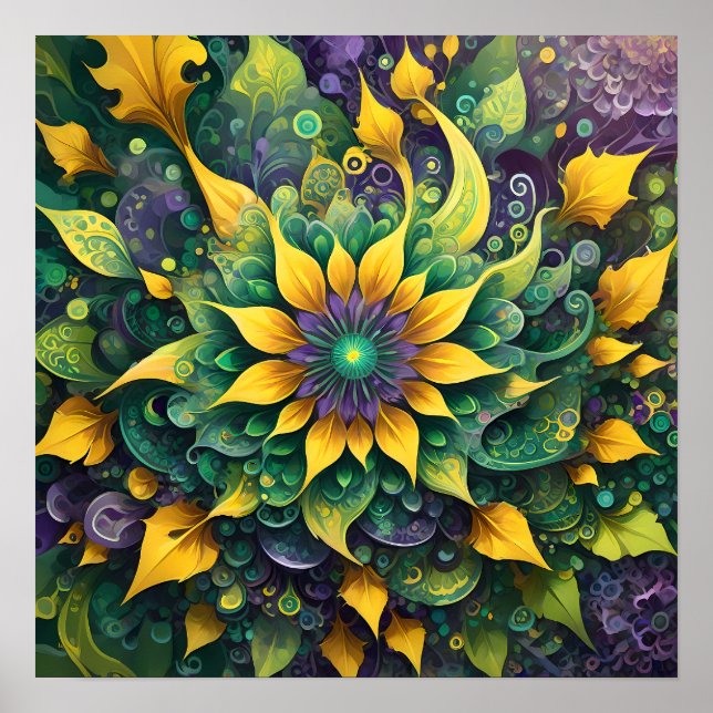 Kaleidoskopisk sprängning - explosionsartad Abstra Poster (Framsidan)