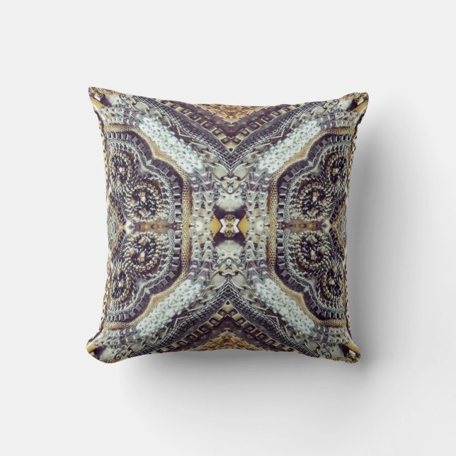 Kaleidoskopiska grått Guld Medallion steampunk-red Kudde (Framsida)