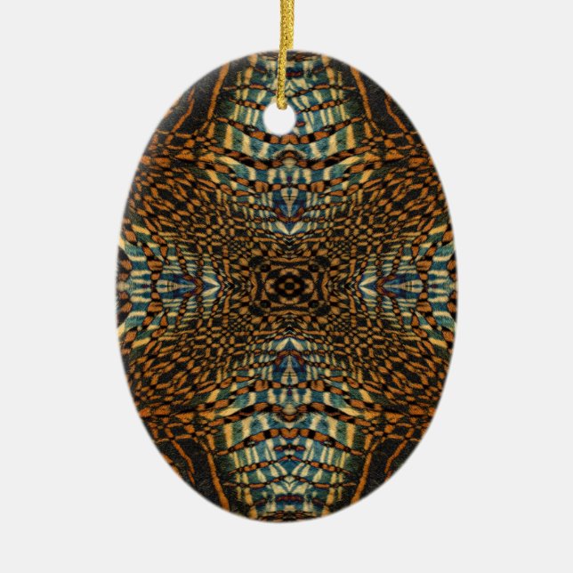 Kaleidoskoptiger päls mönster julgransprydnad keramik (Framsidan)