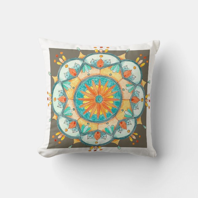 Kalejdoskop 1 Färgrik Mandala Kudde (Framsida)