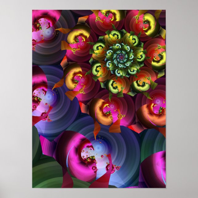 Kalejdoskop av fraktala spiraler poster (Framsidan)