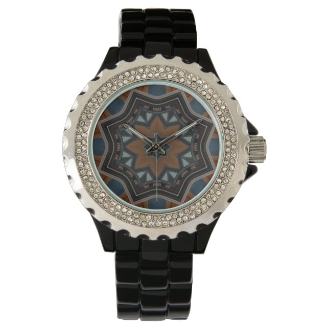 Kalejdoskop Brun Stjärnmönster... Armbandsur (Framsida)