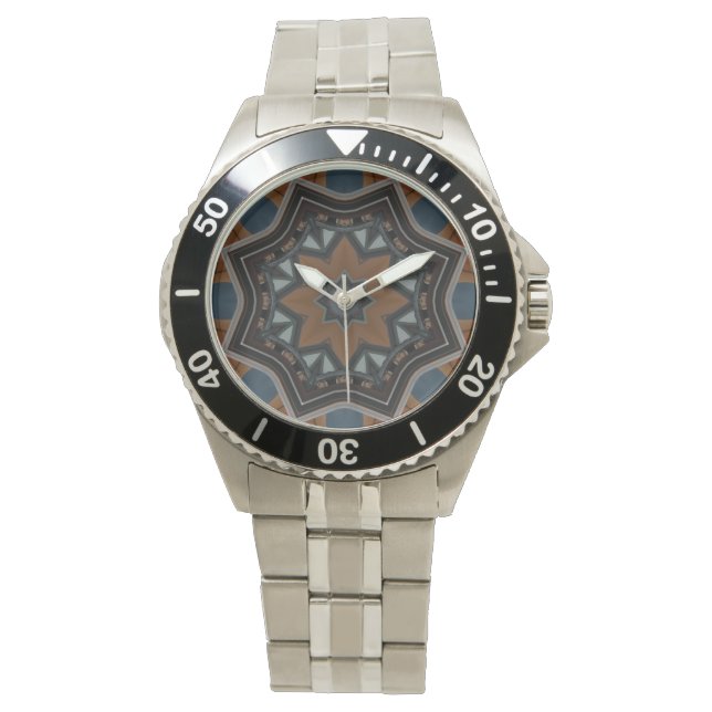 Kalejdoskop Brun Stjärnmönster... Armbandsur (Framsida)