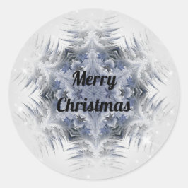 Kalejdoskop Design Sparkling Blue Snowflake Runt Klistermärke