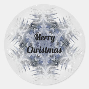 Kalejdoskop Design Sparkling Blue Snowflake Runt Klistermärke