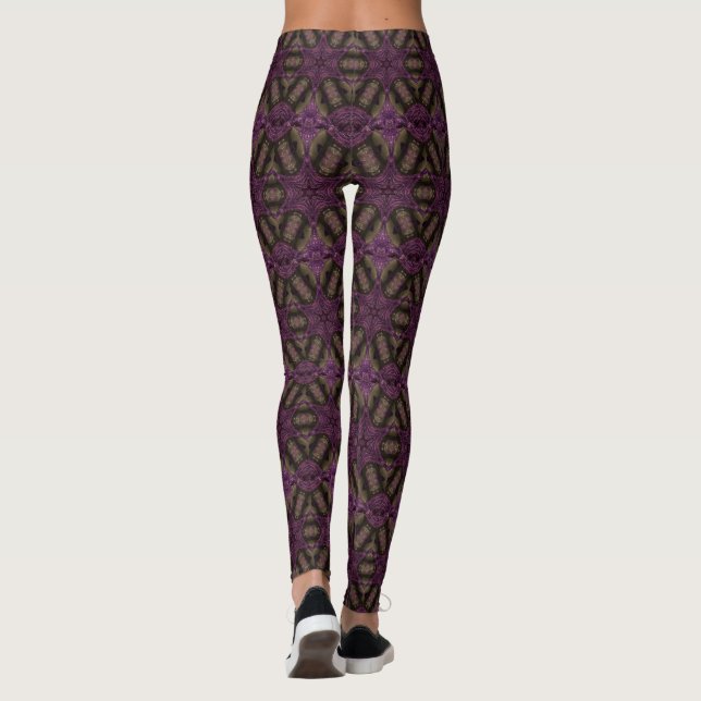 Kalejdoskop Design Stars Lila Violet Mönster Leggings (Baksida)