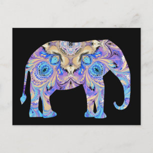 Kalejdoskop Elefant Julkort Svart Bakgrund Vykort