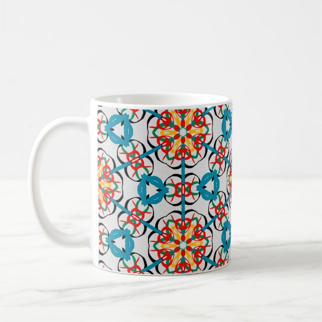 Kalejdoskop färgmönster. Geometrisk guld & grå Kaffemugg (Vänster)