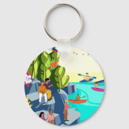 Kalejdoskop för naturens skönhet i Kayaking Bliss Nyckelring