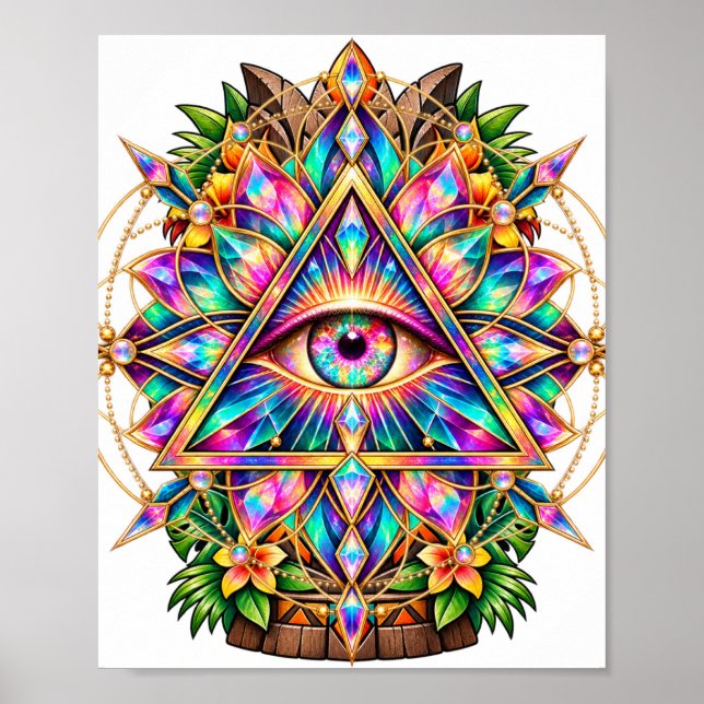 Kalejdoskop Mandala Ögon Poster (Framsidan)