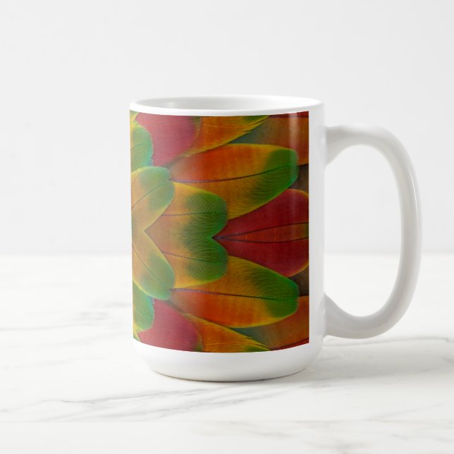 Kalejdoskop med fjädrar från ara papagaj kaffemugg (Höger)