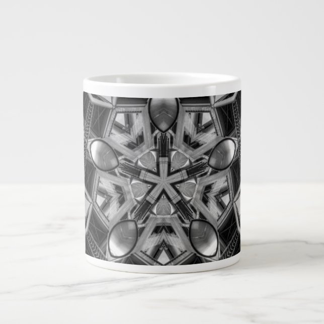 Kalejdoskop mörkgrå Stjärna... Jumbo Mugg (Framsidan)
