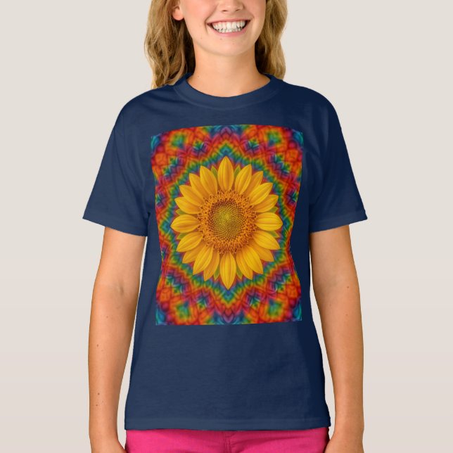 Kalejdoskop Solros  T Shirt (Framsida)