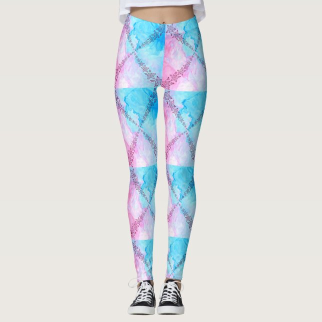 kalejdoskop stjärnor-pastel leggings (Framsida)
