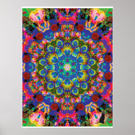 Kalejdoskopaffisch med kinetisk kollage Doily Poster