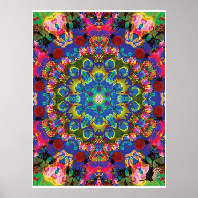 Kalejdoskopaffisch med kinetisk kollage Doily Poster (Framsidan)