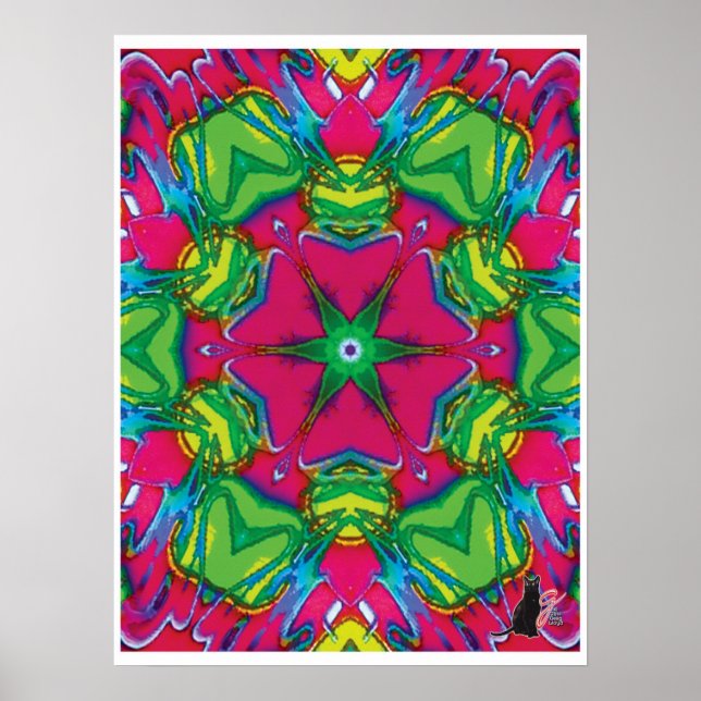 Kalejdoskopaffisch med kinetisk kollageblomma poster (Framsidan)