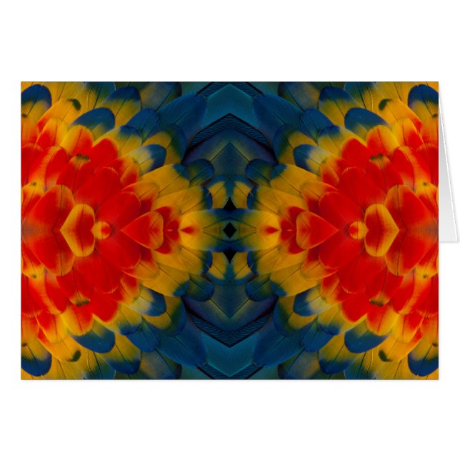 Kalejdoskopdesign med scharlakansaraa hälsningskort (Framsidan Horizontal)