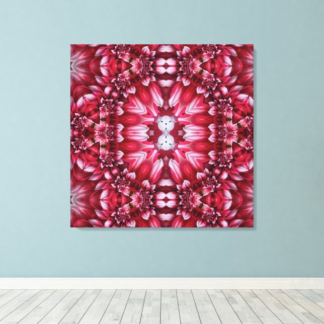 Kalejdoskopisk Blodröd Dahlia  Canvastryck (Insitu (trägolv))