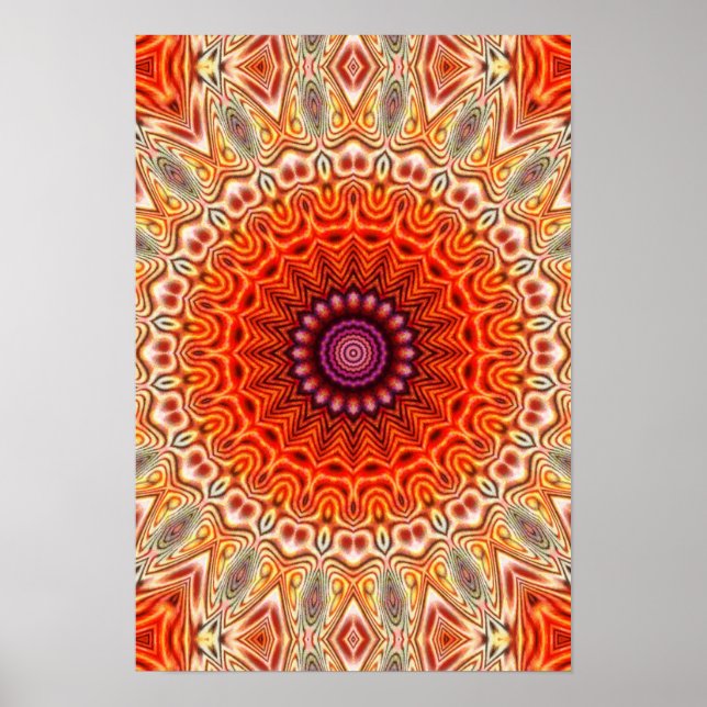 Kalejdoskopisk blomning, Orange och vitaktig utfor Poster (Framsidan)